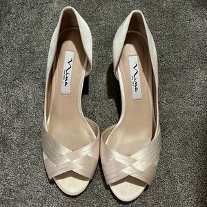 Nina Cream Peep Toe Heels